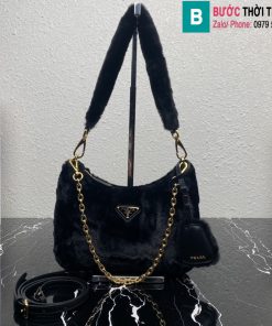 Túi xách Prada siêu cấp lông cừu màu đen 22cm