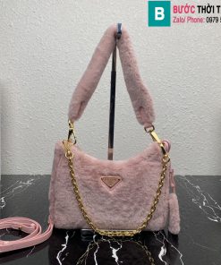 Túi xách Prada siêu cấp lông cừu màu hồng 22cm