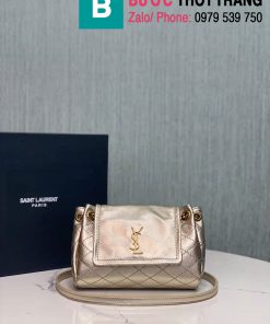 Túi xách Saint Laurent mini nolita siêu cấp da cừu màu bạc size 18cm