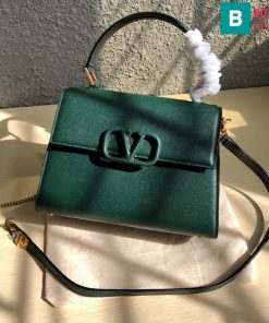 Túi xách Valentino Garavani Vsling siêu cấp da bê màu xanh đậm size 25cm