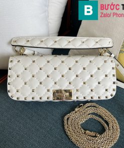 Túi xách Valentino Rockstud Spike siêu cấp da bê màu trắng size 24cm