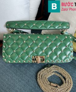 Túi xách Valentino Rockstud Spike siêu cấp da bê màu xanh size 24cm