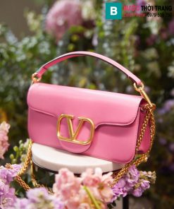 Túi xách Valentino VLogoSignacar siêu cấp da bê màu hồng size 27cm