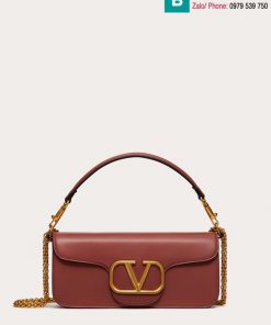 Túi xách Valentino VLogoSignacar siêu cấp da bê màu nâu bò size 27cm
