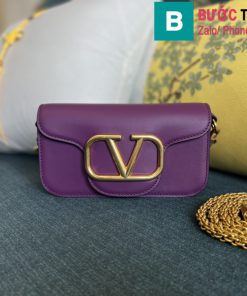 Túi xách Valentino VLogoSignacar siêu cấp da bê màu tím size 20cm