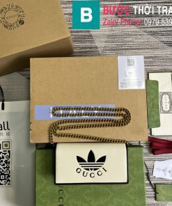 Túi đeo chéo Gucci Adidasx siêu cấp da bê màu trắng size 19cm