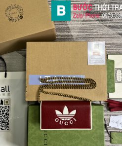 Túi đeo chéo Gucci Adidasx siêu cấp da bê màu đỏ size 19cm