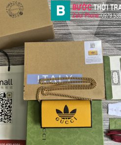 Túi đeo chéo Gucci Adidasx siêu cấp da bê màu vàng size 19cm