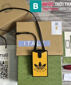 Túi đeo chéo Gucci Adidasx siêu cấp da bê màu vàng size 10cm