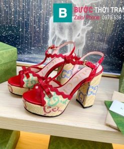 Giày cao gót gucci đế vuông màu đỏ dòng siêu cấp cao 12cm