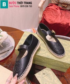 Giày bệt Gucci quai ngang đế cói màu đen