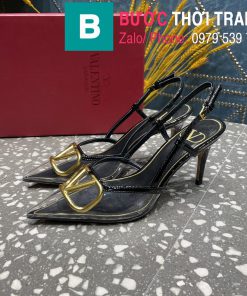 Giày cao gót Valentino mũi nhọn trong suốt đế đen
