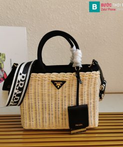 Túi xách Prada cao cấp liễu gai đan lát màu đen size 26cm
