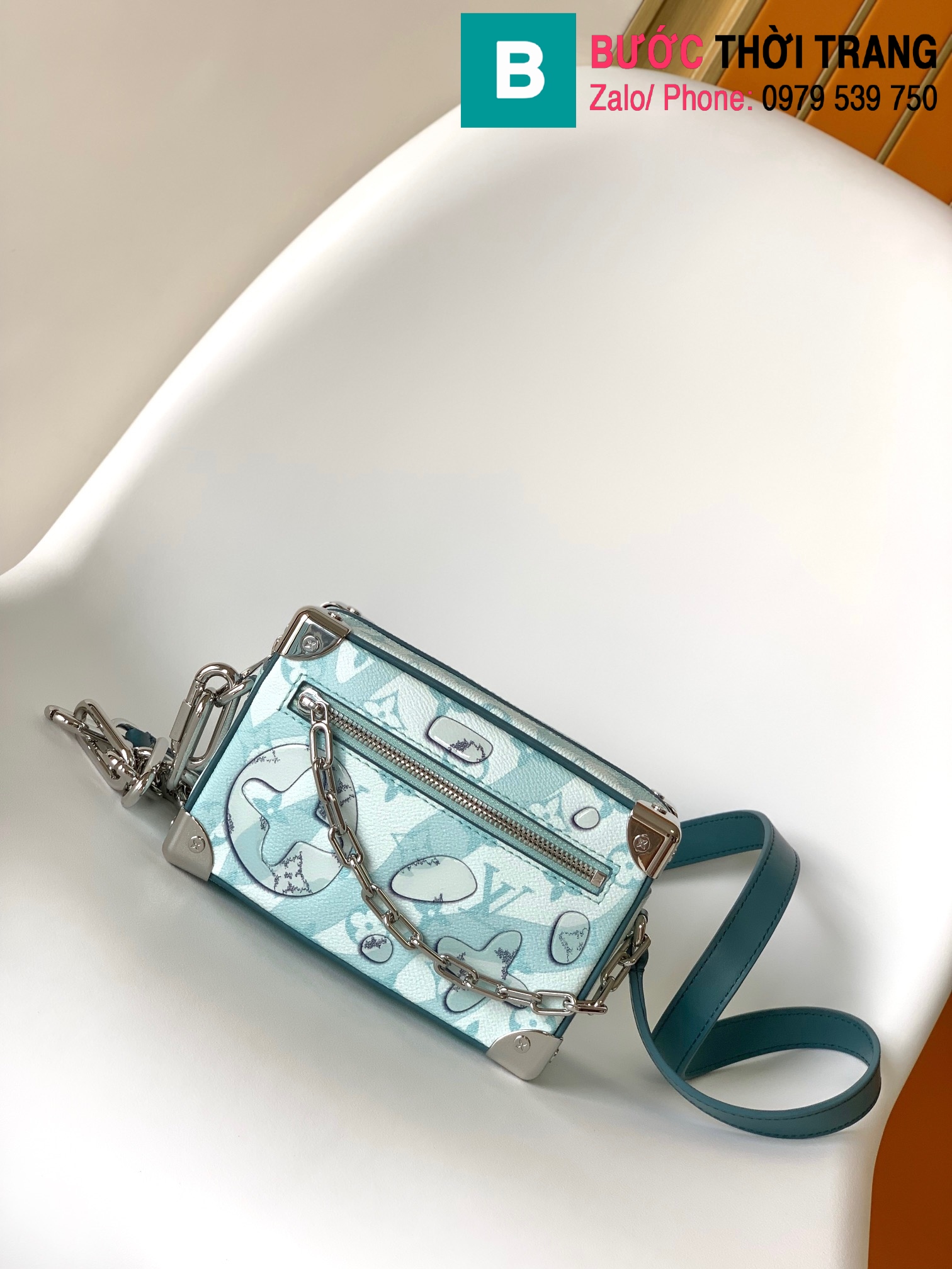 Túi xách Louis Vuitton Mini Soft Trunk cao cấp monogram màu xanh