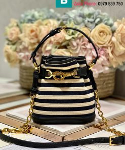 Túi xách Cest Dior bag cao cấp canvas sọc đen trắng size 17cm