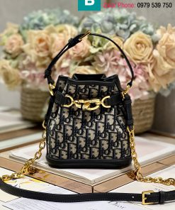 Túi xách Cest Dior bag cao cấp canvas màu xanh size 17cm