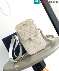 Túi xách Dior Hit The Road cao cấp da bò màu trắng size 11cm