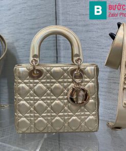 Túi xách Dior Lady cao cấp da cừu ánh vàng size 20cm