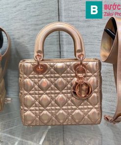 Túi xách Dior Lady cao cấp da cừu ánh hồng size 20cm