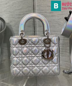 Túi xách Dior Lady cao cấp da cừu ánh bạc size 20cm