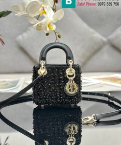 Túi xách Dior Lady D-Joy mini cao cấp canvas màu đen size 12cm