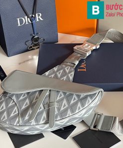 Túi xách Dior yên ngựa cao cấp da bò màu xám size 25.5cm