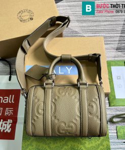 Túi xách Gucci Jumbo GG Duffle Bag cao cấp da bò màu nâu size 22cm