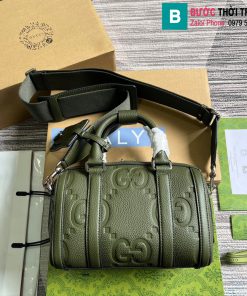 Túi xách Gucci Jumbo GG Duffle Bag cao cấp da bò màu xanh rêu size 22cm