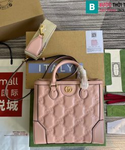 Túi xách Gucci Matelasse mini top Handbag cao cấp màu hồng size 23cm