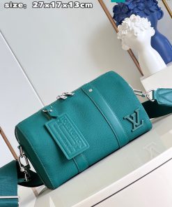 Túi xách Louis Vuitton Keepall cao cấp da bò màu xanh lá size 27cm