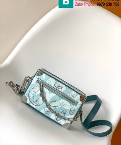 Túi xách Louis Vuitton Mini Soft Trunk cao cấp monogram màu xanh nhạt size 18cm