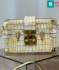 Túi xách Louis Vuitton Petite Malle cao cấp da cá sấu màu trắng size 20cm