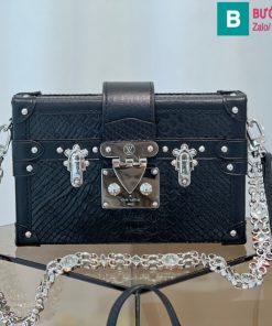 Túi xách Louis Vuitton Petite Malle cao cấp da cá sấu màu đen size 20cm