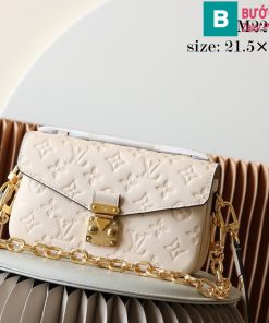 Túi xách Louis Vuitton Pochette Metis East west cao cấp da bò màu trắng size 21.5cm