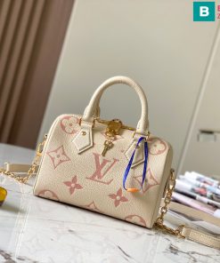 Túi xách Louis Vuitton Speedy cao cấp da bê màu hồng nude size 20.5cm