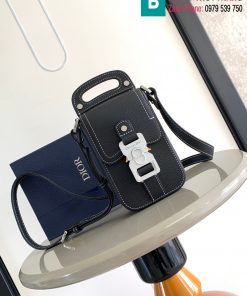 Túi xách Oblique cao cấp da bò màu đen size 11cm