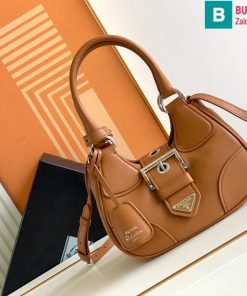 Túi xách Prada Antiqued cao cấp da cừu màu nâu size 24cm