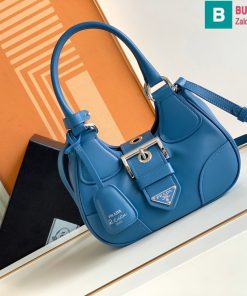Túi xách Prada Antiqued cao cấp da cừu màu xanh nước size 24cm
