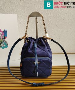Túi xách Prada Re-Nylon cao cấp da bê màu xanh dương size 22.5cm