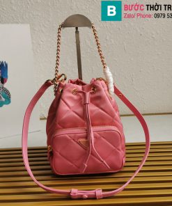 Túi xách Prada Re-Nylon cao cấp da bê màu hồng đậm size 22.5cm