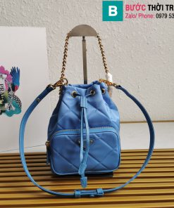 Túi xách Prada Re-Nylon cao cấp da bê màu xanh size 22.5cm