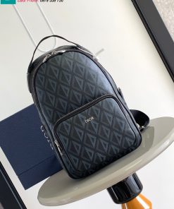 Ba lô Dior Oblique cao cấp chất liệu vải bạt màu đen size 21cm
