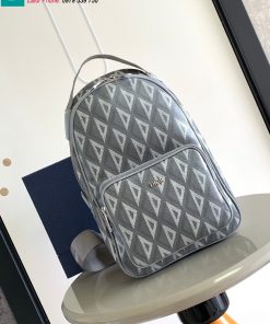 Ba lô Dior Obilque cao cấp chất liệu vải bạt màu xám size 21cm