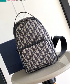 Ba lô Dior Oblique cao cấp chất liệu vải màu xanh size 21cm