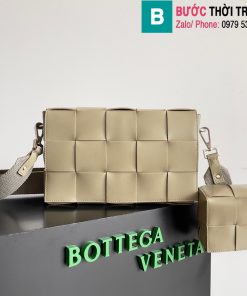 Túi xách Bottega Veneta Cassette cao cấp da bò màu ghi size 26cm