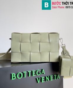 Túi xách Bottega Veneta Cassette cao cấp da bò màu xanh rêu size 26cm