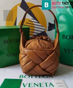 Túi xách Bottega Veneta Helmet cao cấp da cừu màu nâu size 18.5cm