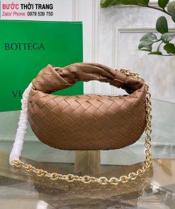 Túi xách Bottega Veneta Mini Jodie cao cấp da cừu màu nâu bò size 23cm