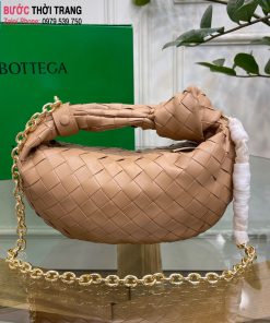 Túi xách Bottega Veneta Mini Jodie cao cấp da cừu màu hồng nude size 23cm