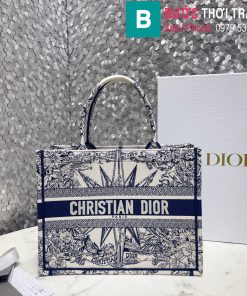 Túi xách Dior Book Tote cao cấp chất liệu vải màu xanh lam size 36cm
